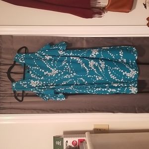 City Streets Teal Floral Cold-Shoulder Dress